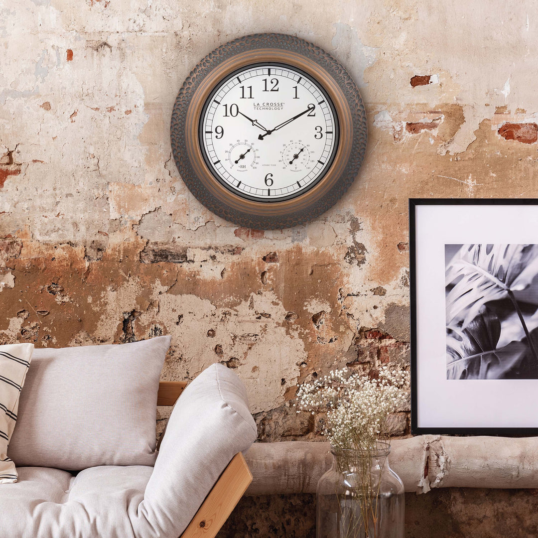 433-3256A 21" Indoor/Outdoor Atomic Metal Wall Clock