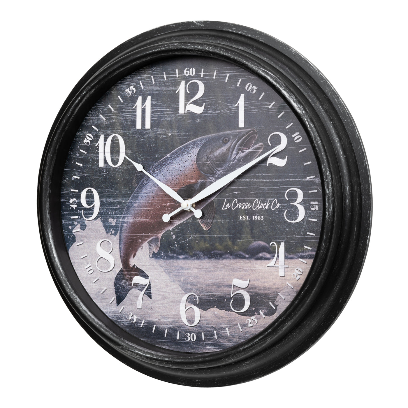 433-3841S 15.75 inch river run fish wall clock