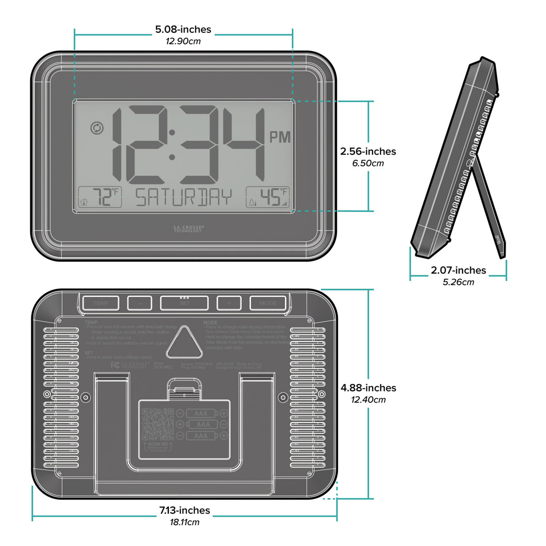 513-1412 Digital Clock with Indoor/Outdoor Temperature