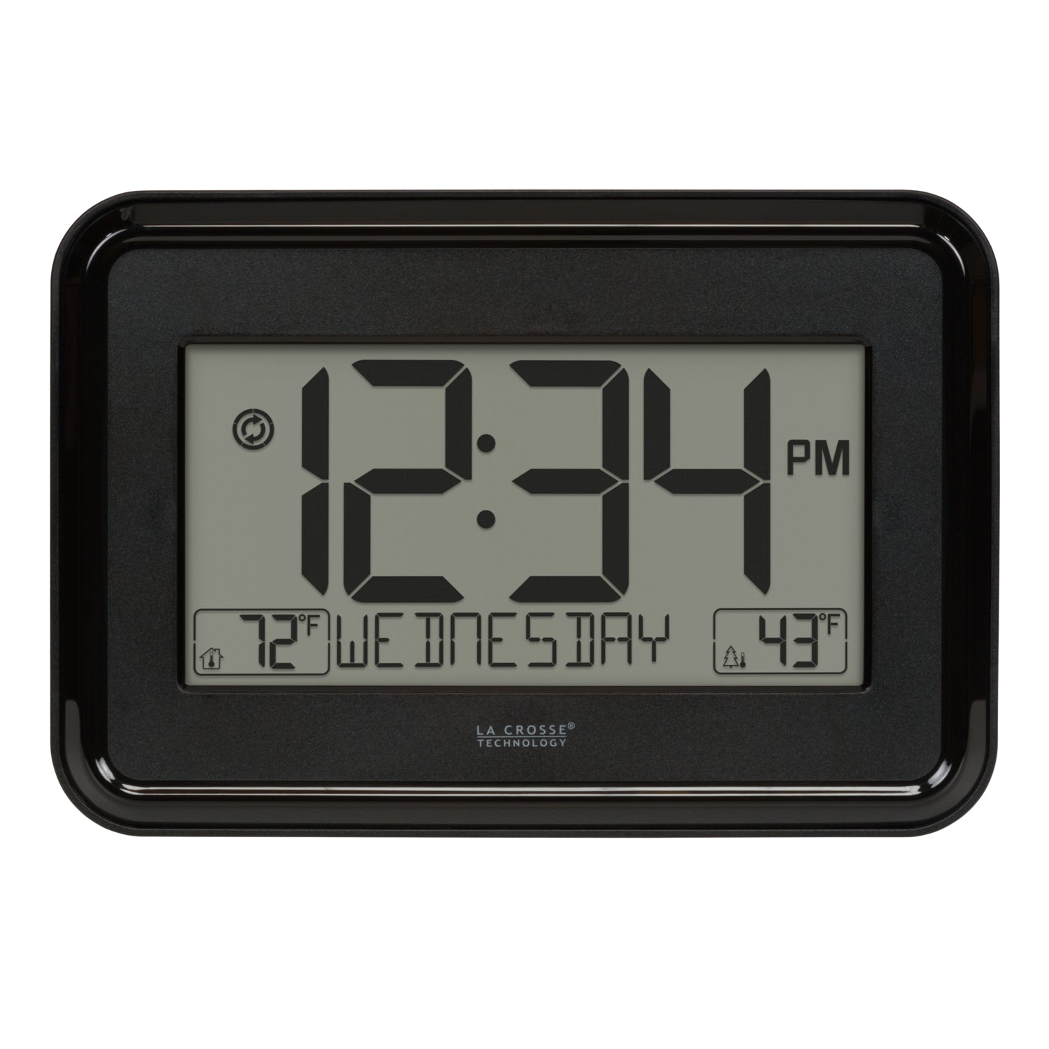 Black Digital Clock with Indoor/Outdoor Temperature | La Crosse