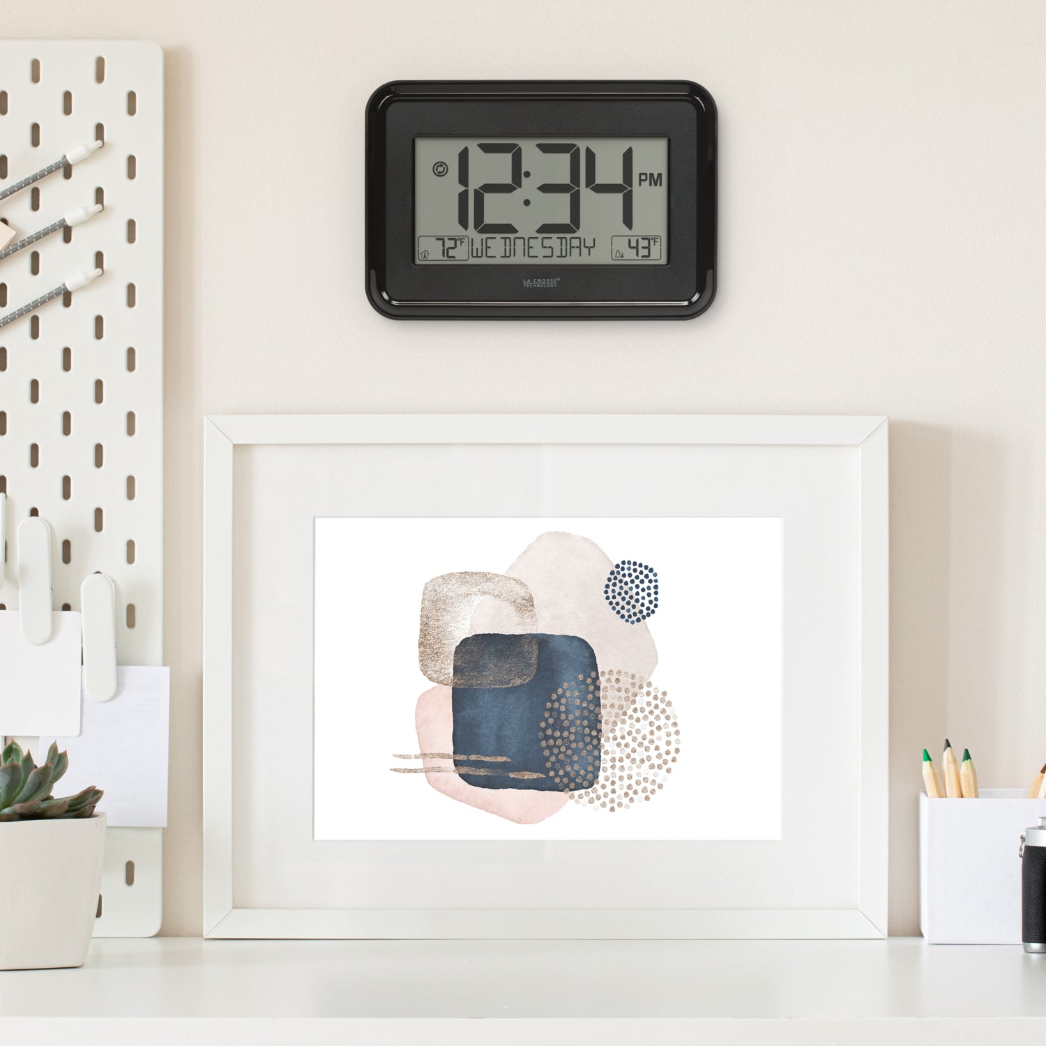 Black Digital Clock with Indoor/Outdoor Temperature | La Crosse