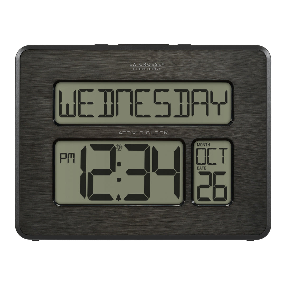513-1419C Atomic Digital Wall Clock with Calendar and Indoor Temperature