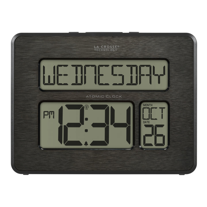 513-1419C Atomic Digital Wall Clock with Calendar and Indoor Temperature