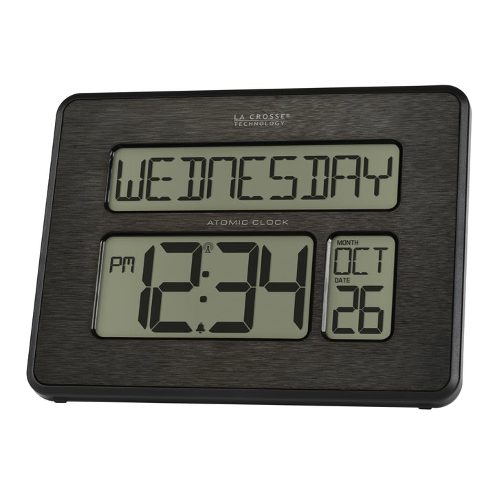 513-1419C Atomic Digital Wall Clock with Calendar and Indoor Temperature