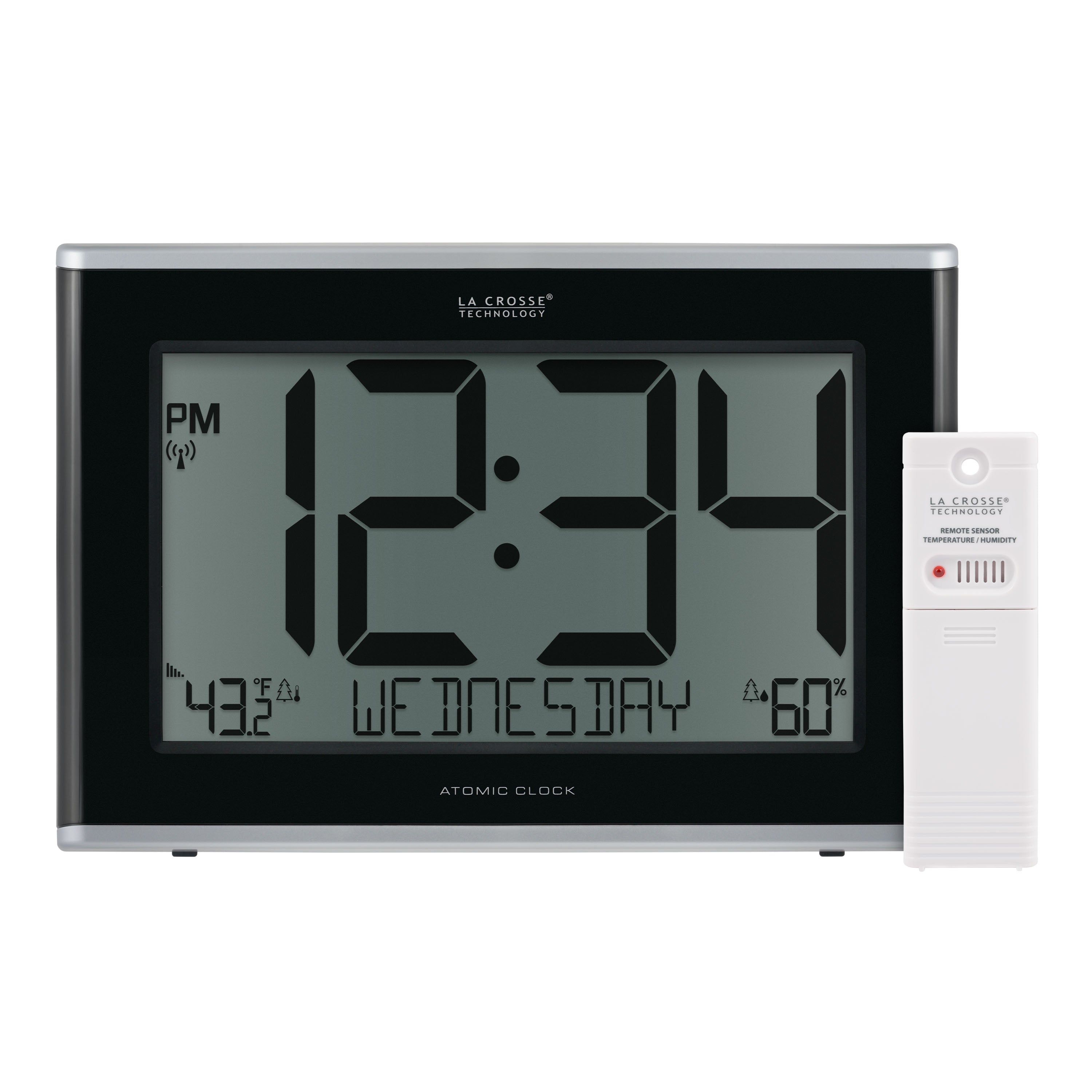 513-36908 Executive Atomic Wall Clock with Indoor/Outdoor Temp and Hum