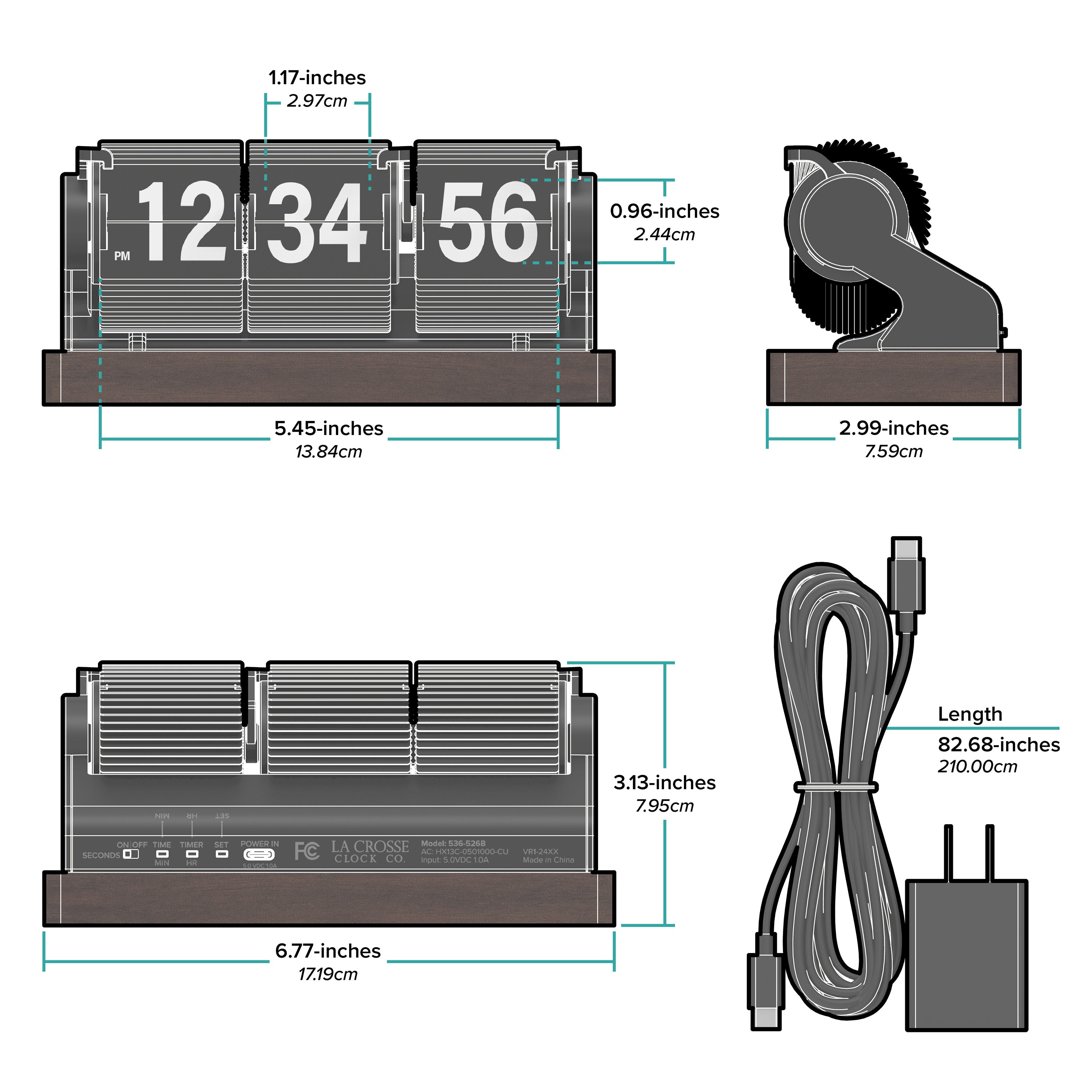 Rollins Mechanical Flip Clock | Retro Flip Card Desk Clock | La