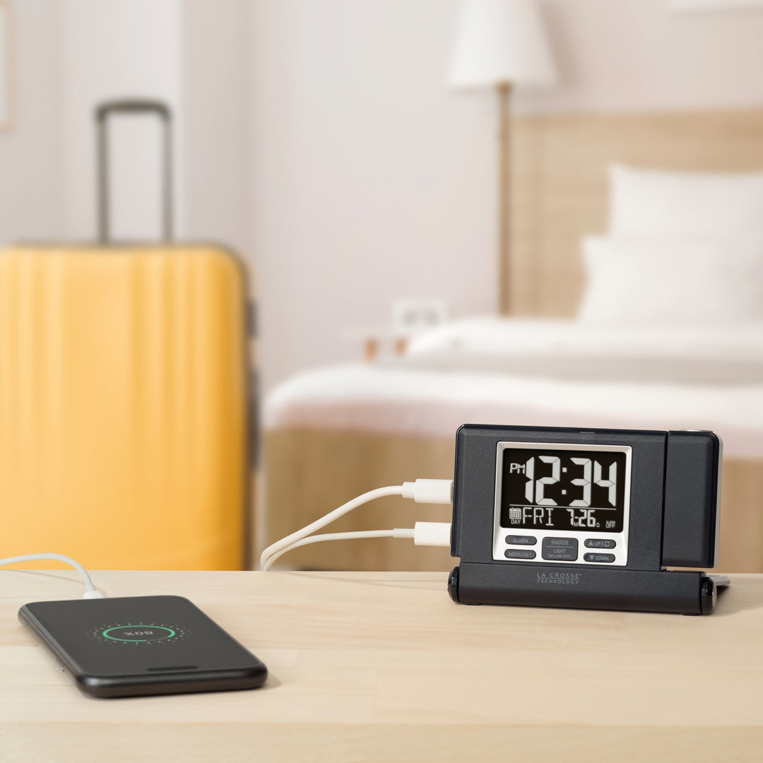 健康管理・計測計 100% Wake-Up Alarm - Pro Version 616A-56647V2 Travel Projection Alarm w/ USB Charging