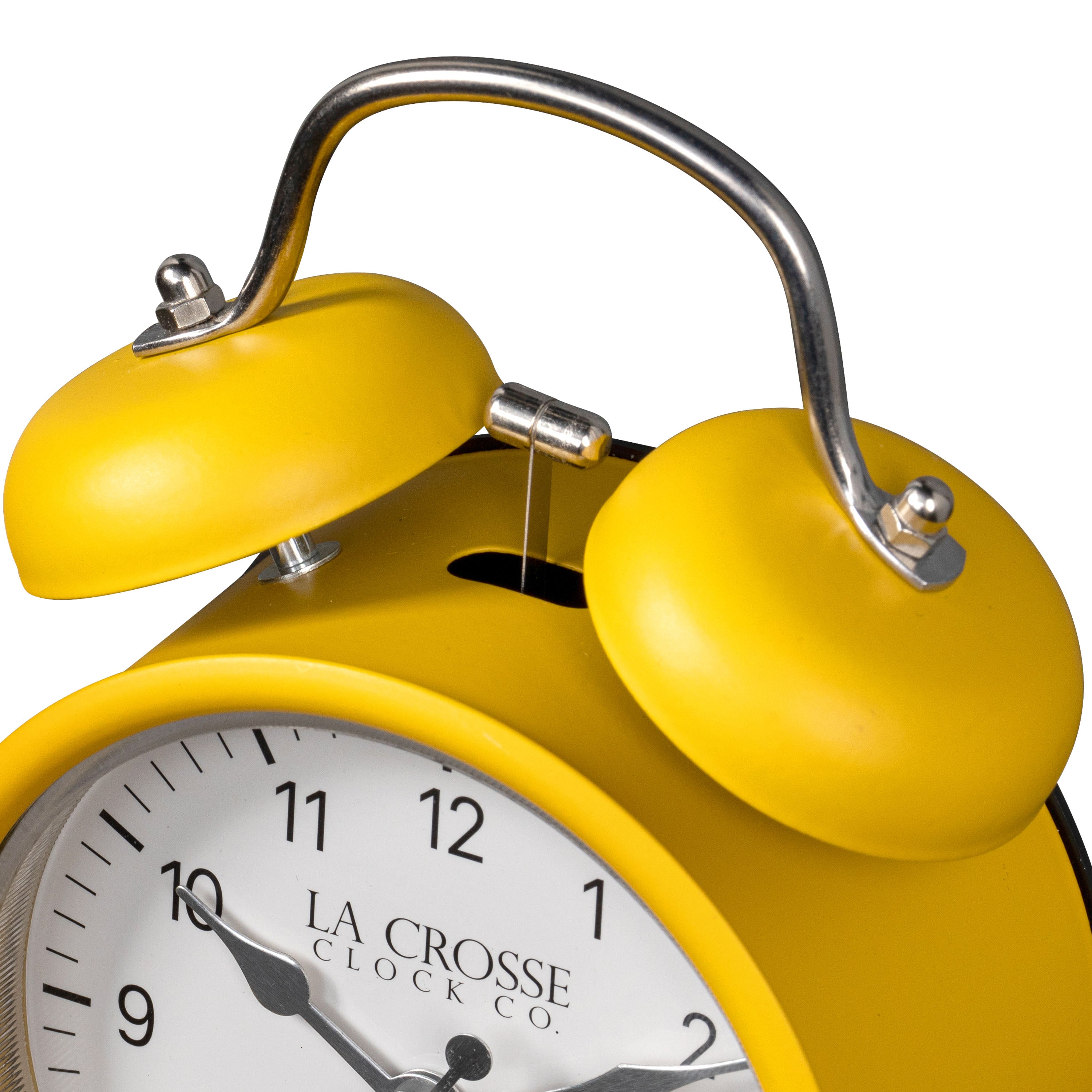 617-3314MY Metal Twin Bell Alarm Clock - Mustard Yellow