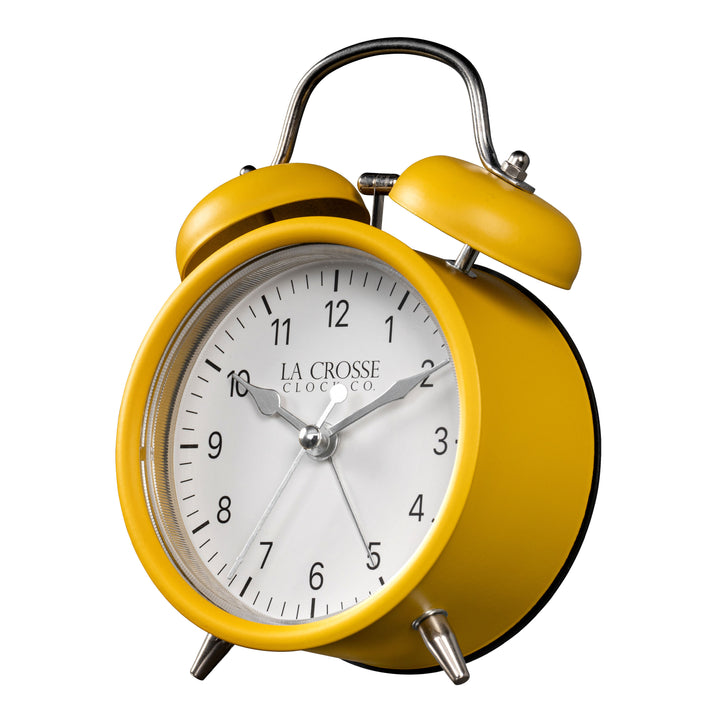 617-3314MY Metal Twin Bell Alarm Clock - Mustard Yellow