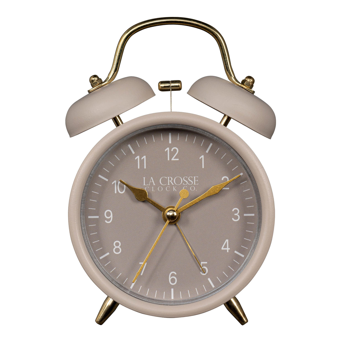 617-3314TP Metal Twin Bell Alarm Clock - Taupe