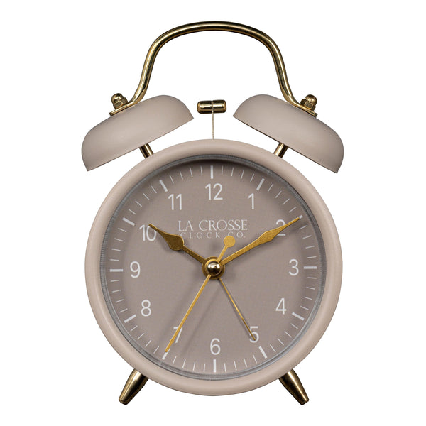 617-3314TP Metal Twin Bell Alarm Clock - Taupe