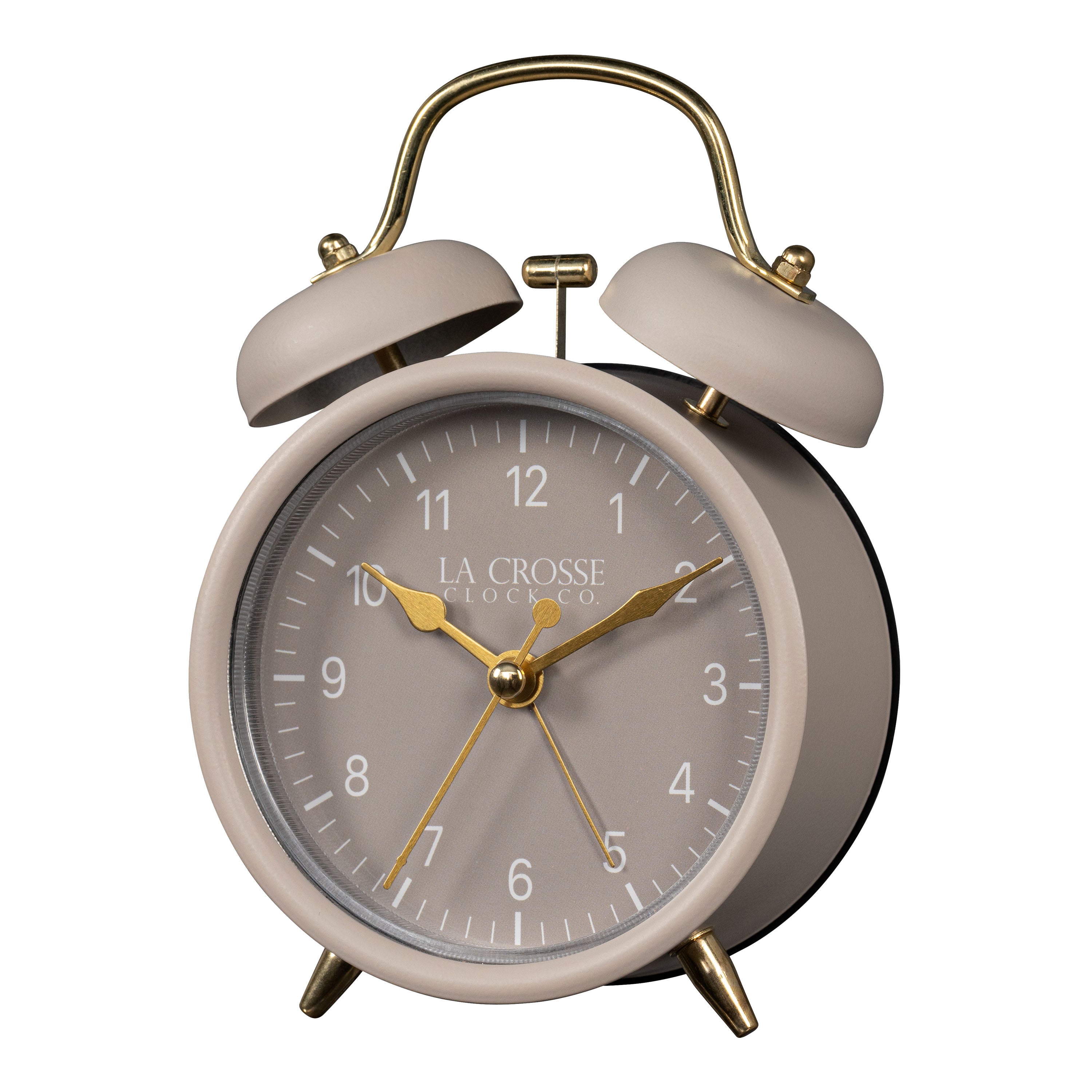 617-3314TP Metal Twin Bell Alarm Clock - Taupe