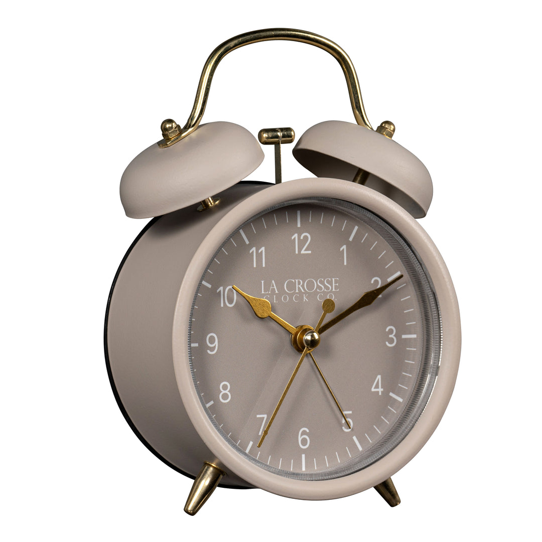 617-3314TP Metal Twin Bell Alarm Clock - Taupe