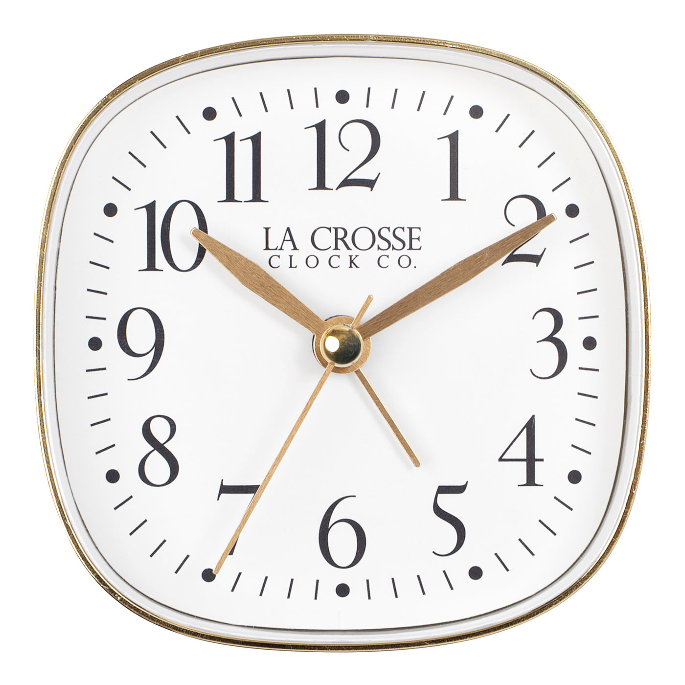 617-379W Square Analog Alarm Clock with Silent Sweep – White