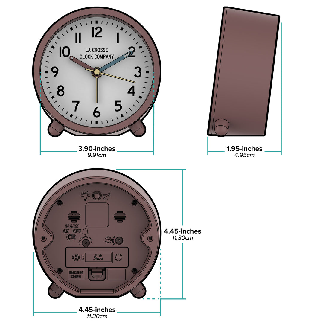 617-3816A 4.4-inch Analog Quartz Alarm Clock