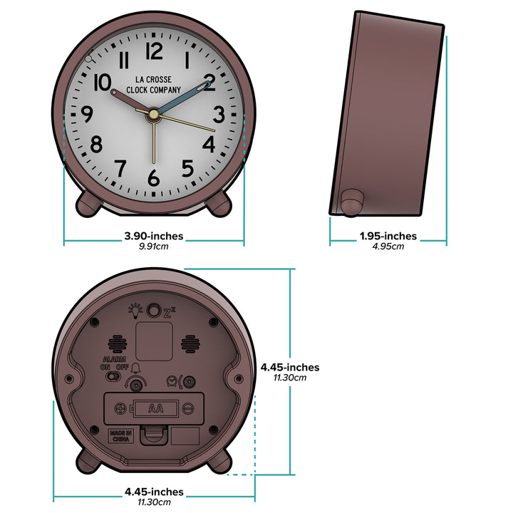 617-3816A 4.4-inch Analog Quartz Alarm Clock