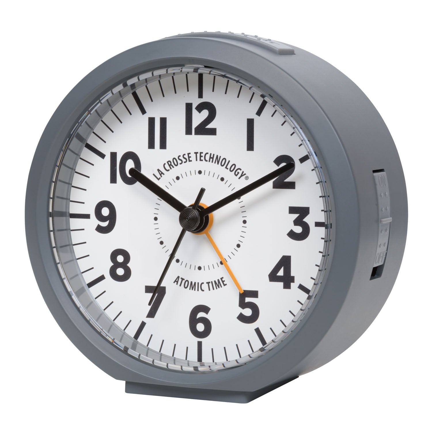 Gray Atomic Analog Alarm Clock | Nightstand & Desk Clock | La
