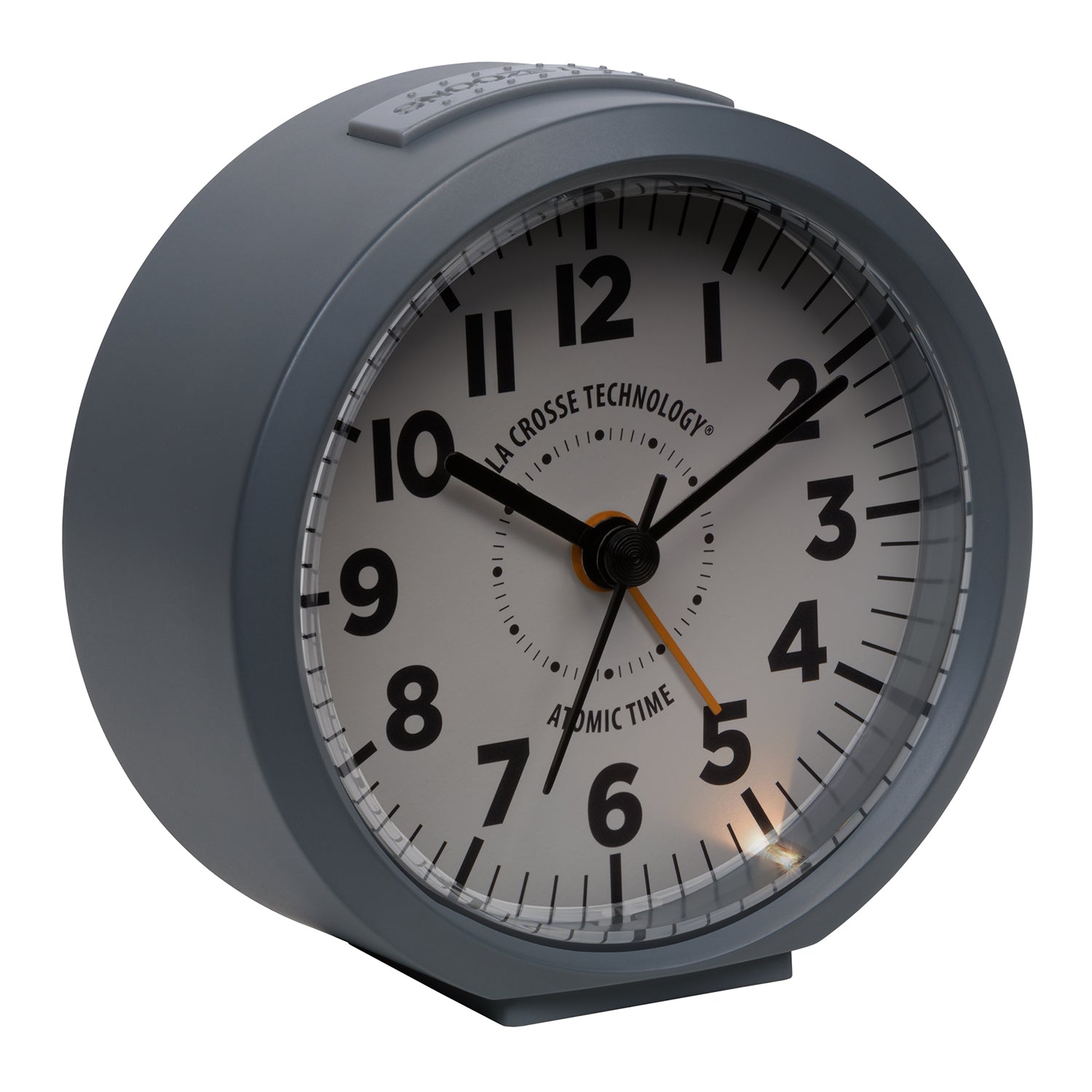 Gray Atomic Analog Alarm Clock | Nightstand & Desk Clock | La