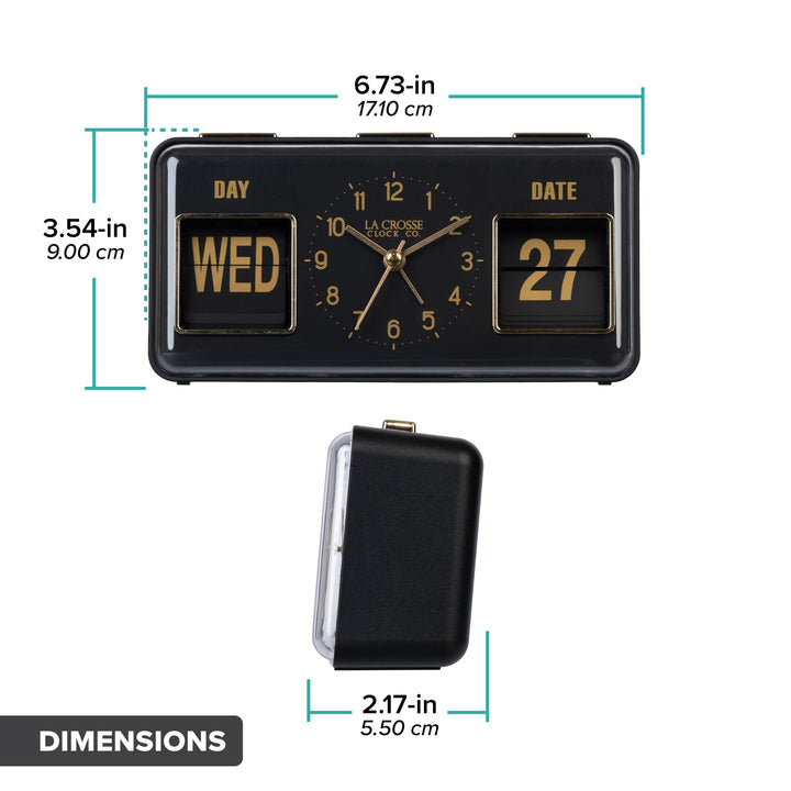 636-379B Daily Flip Alarm Clock with Calendar - Black