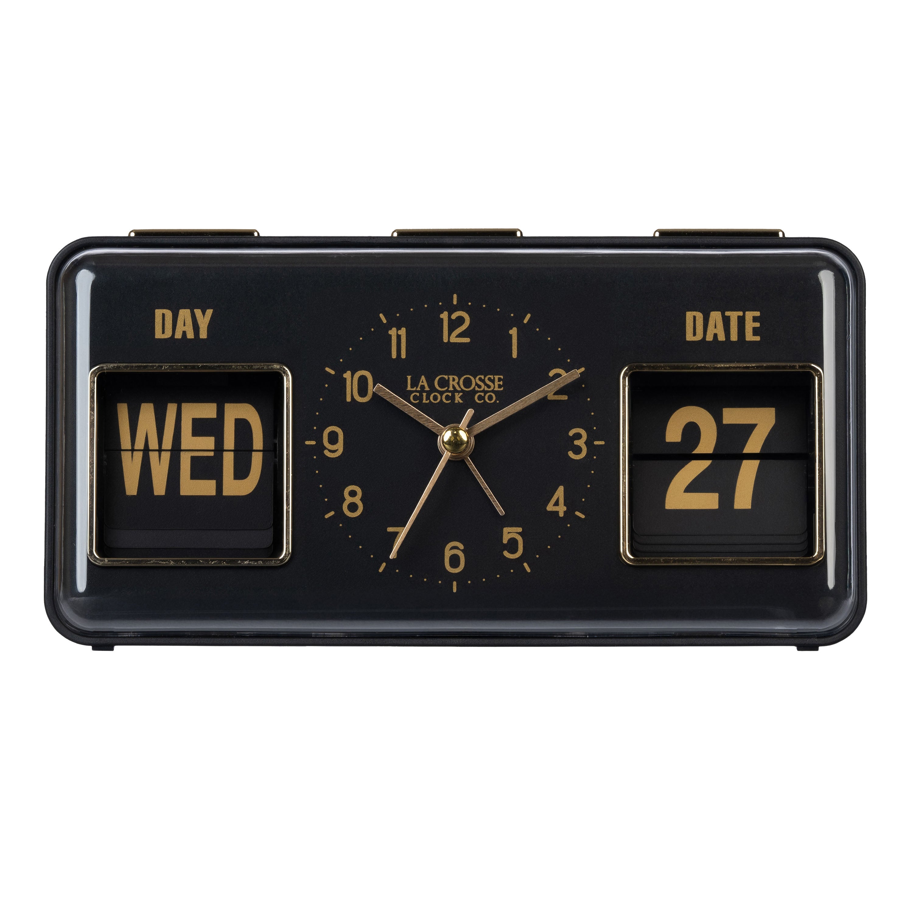 636-379B Daily Flip Alarm Clock with Calendar - Black