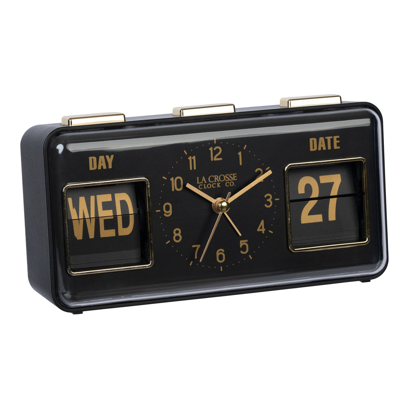 636-379B Daily Flip Alarm Clock with Calendar - Black