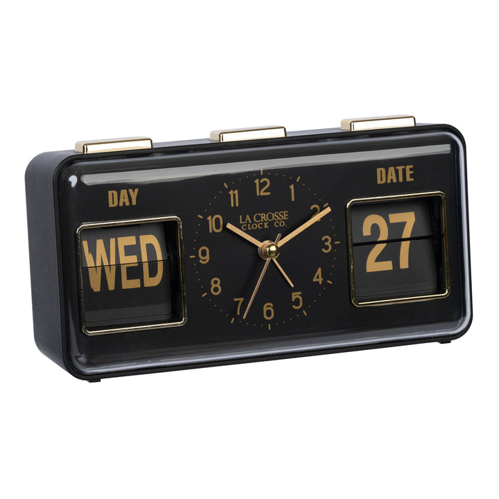 636-379B Daily Flip Alarm Clock with Calendar - Black