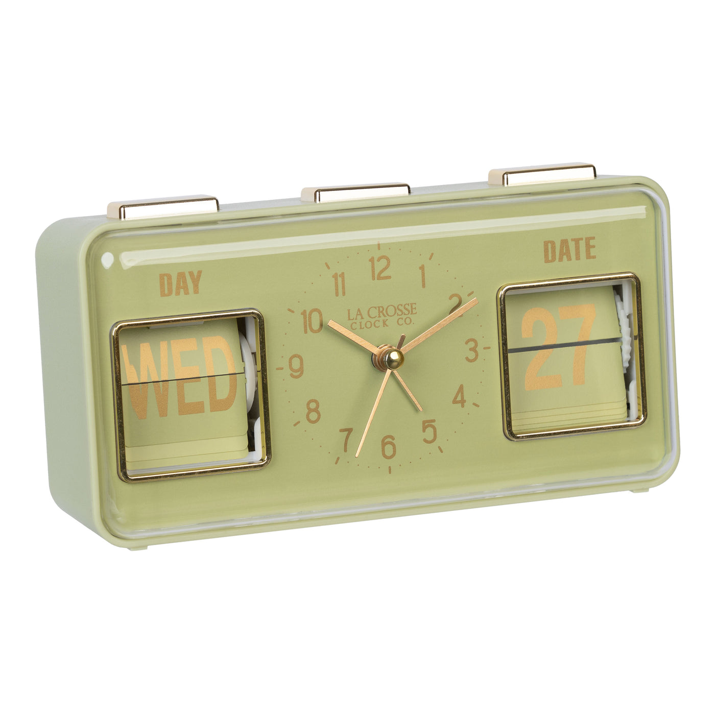 インテリア時計 Flip Calendar Clock 636-379G Daily Flip Alarm Clock with Calendar - Green