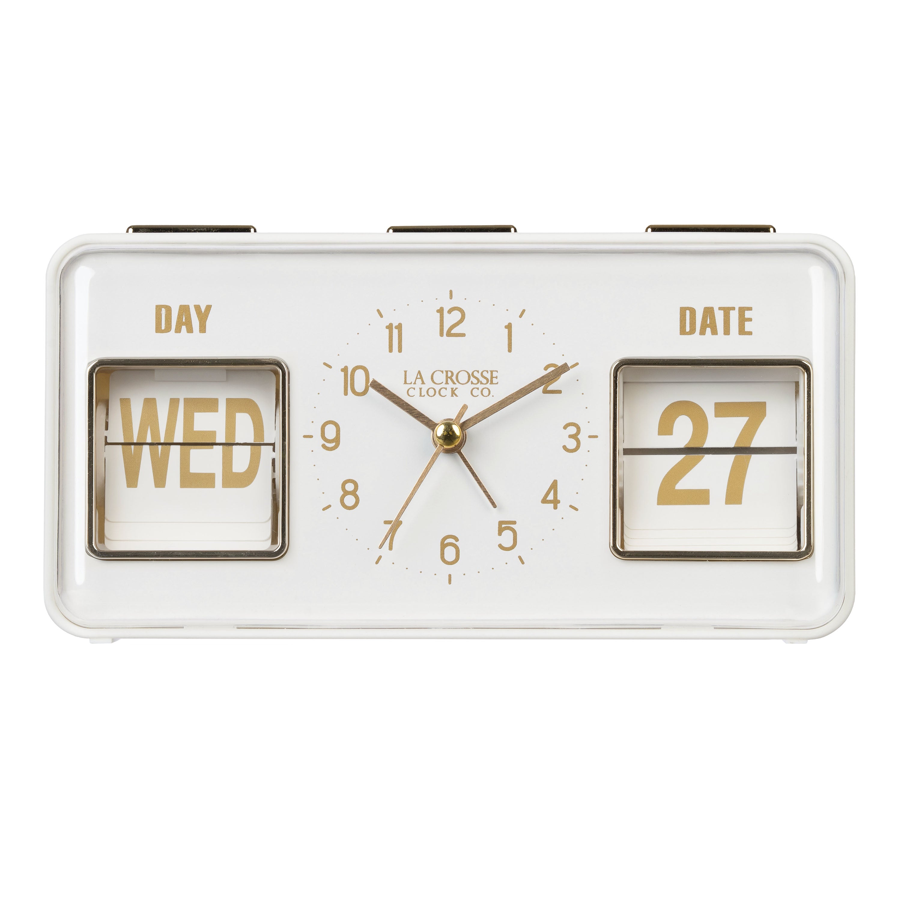 636-379W Daily Flip Alarm Clock with Calendar - White