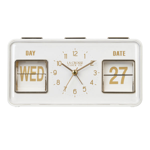 636-379W Daily Flip Alarm Clock with Calendar - White