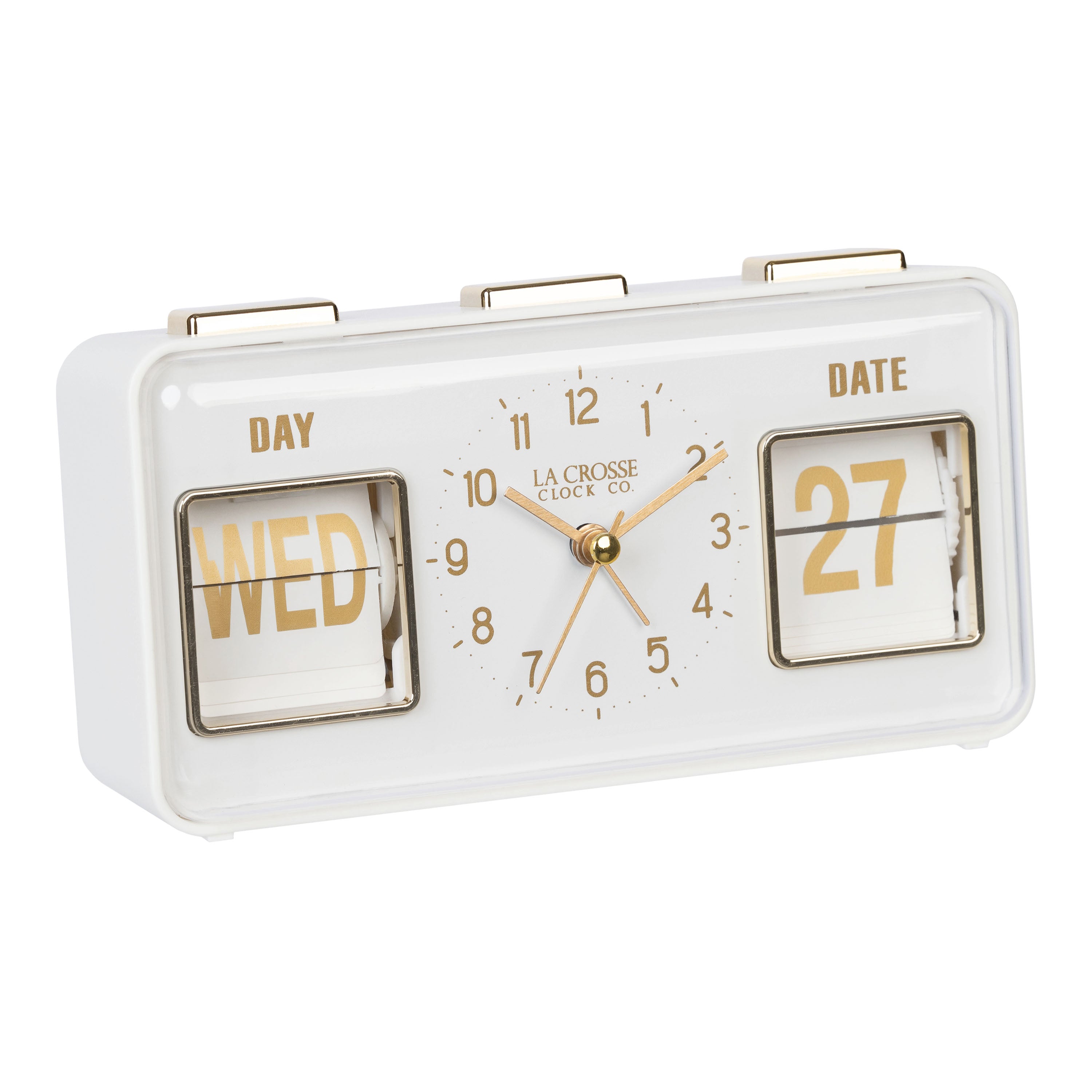 ヴィンテージ POLARIS アラームクロック ホワイト文字盤 636-379W Daily Flip Alarm Clock with Calendar - White