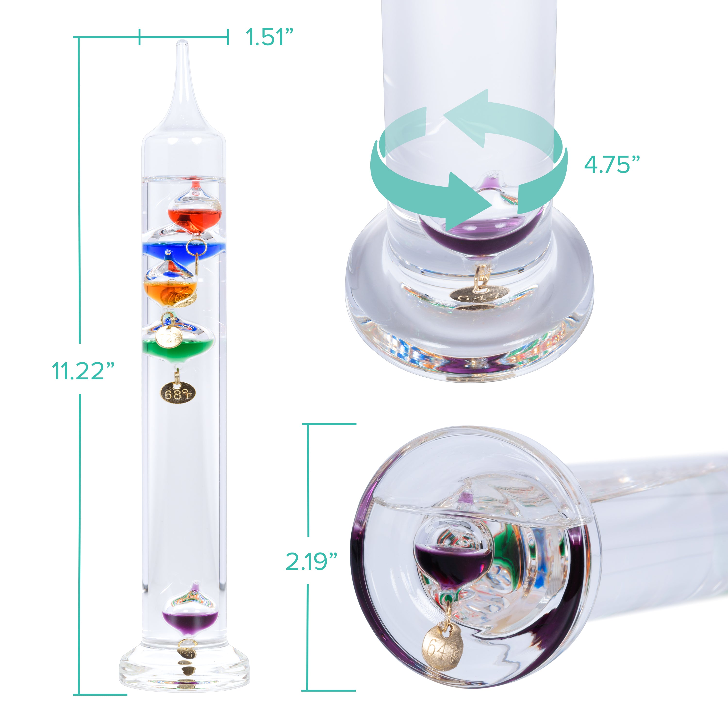 La Crosse 914-4928 11-inch Glass Galileo Indoor Thermometer