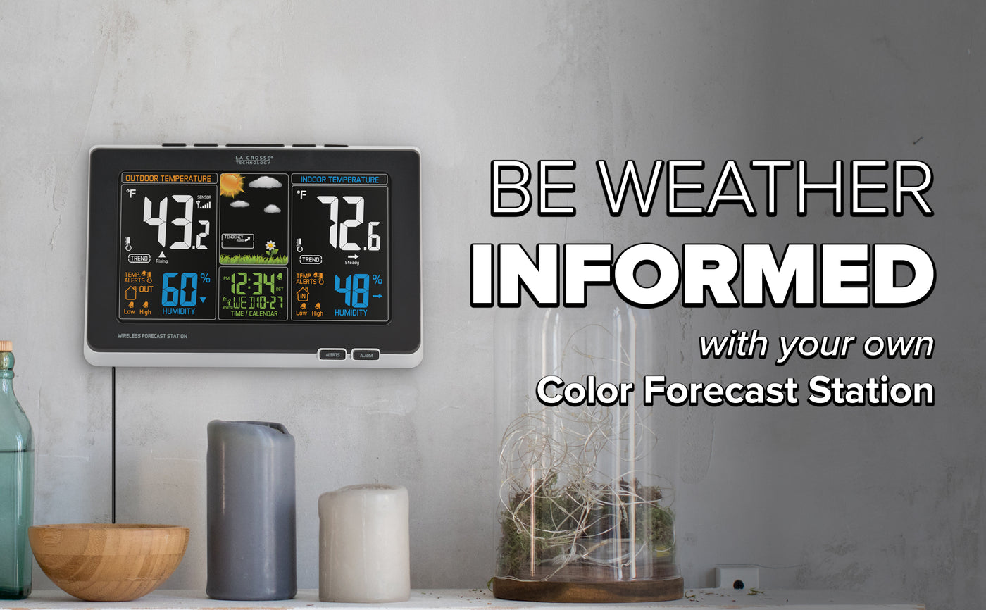 La Crosse Technology 308-1425B-INT Vertical Wireless Color Weather Station  with Pressure 