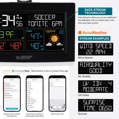 Wi-Fi Projection Alarm Clock | Alarm Clock Weather Station | La Crosse ...