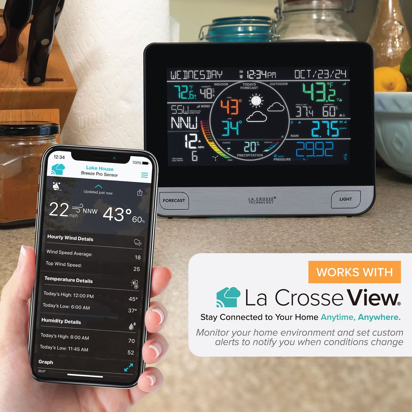 La Crosse Technology Complete Personal Remote Monitoring Wi-Fi Weather Station - V61 (C75716)