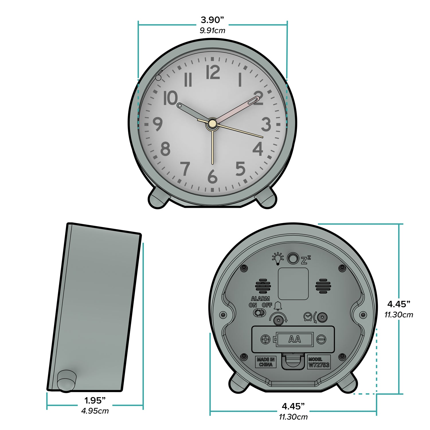 W72753 Mini Analog Alarm Clock