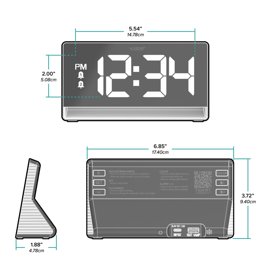 W72869 Digital Alarm Clock with Color Changing Glow Light