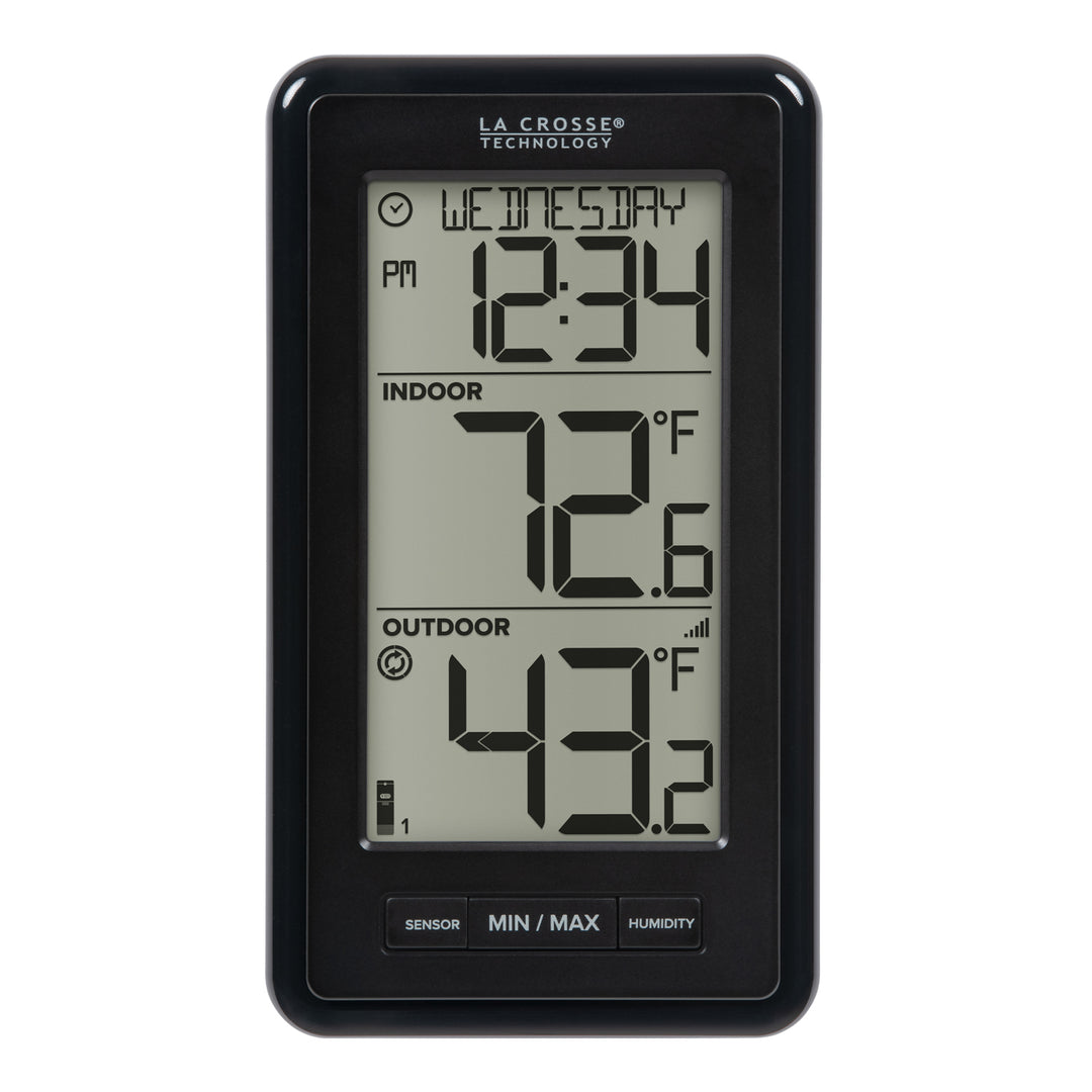 ws-9160 Digital thermometer with weather display on a white background