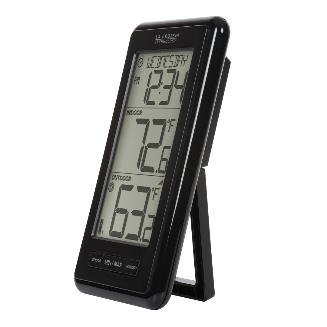 ws-9160 Digital thermometer with weather display on a white background
