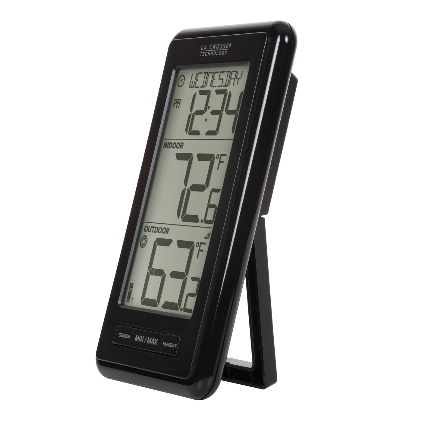 ws-9160 Digital thermometer with weather display on a white background
