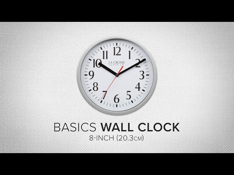 404-3020S 8-inch Basics Analog Wall Clock – Silver