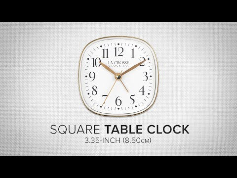 617-379W Square Analog Alarm Clock with Silent Sweep – White
