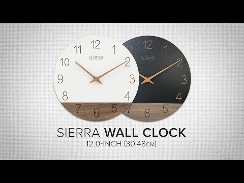 404-3630C 12-inch Sierra Wood Wall Clock - Black