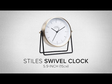 404-3719 Stiles Swivel Tabletop Metal Clock with Mirror