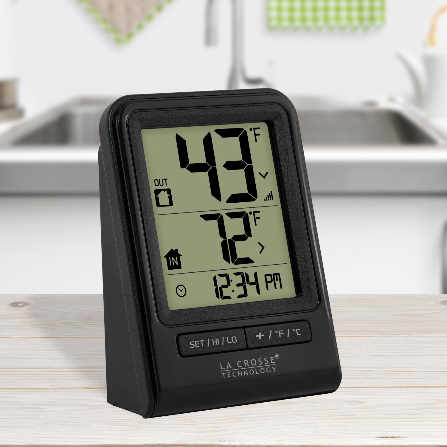 La Crosse Technology 308-1409BT-CBP Wireless Temperature & Humidity Station  with Time , Black