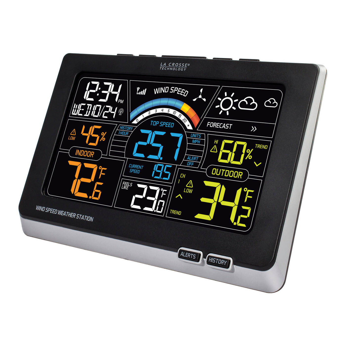 5-in-1 Color Weather Station with Wind Direction & Speed and Rain