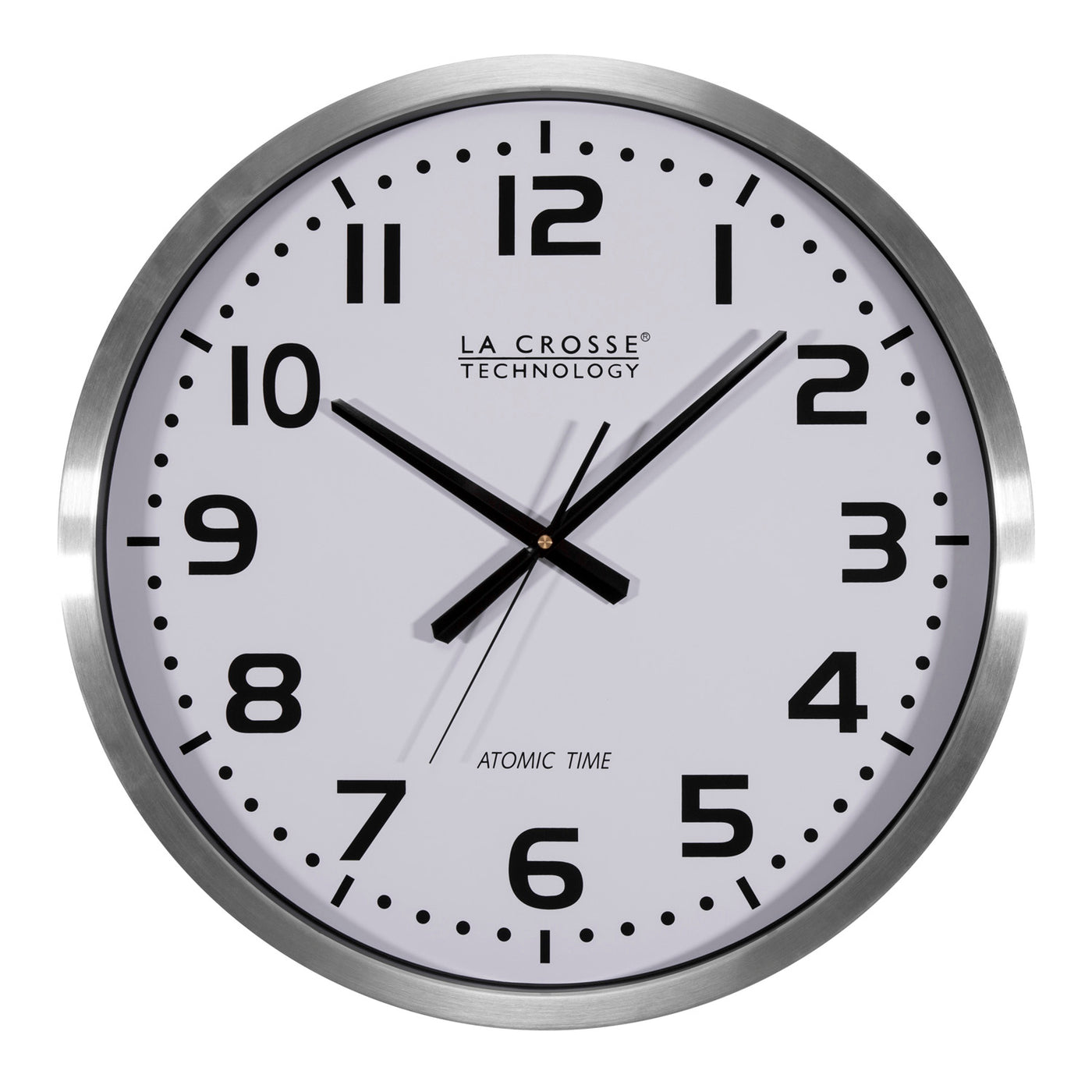 La Crosse Technology WT-3102B 10-Inch WWVB Self-set Analoge Wandklok en automatische DST reset, Zwart/zilver La Crosse Technology WT-3102B 10-Inch WWVB Self-set Analoge Wandklok en automatische DST reset, Zwart/zilver