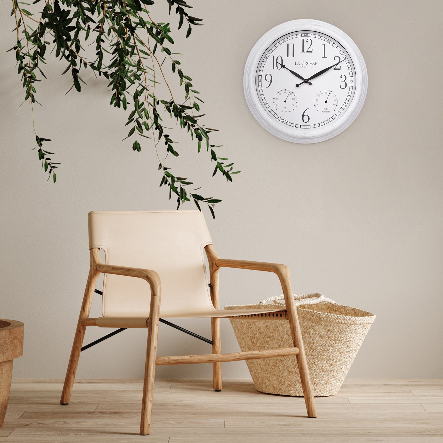 15-Inch Indoor/Outdoor Wall Clock with Temp & Humidity | La Crosse