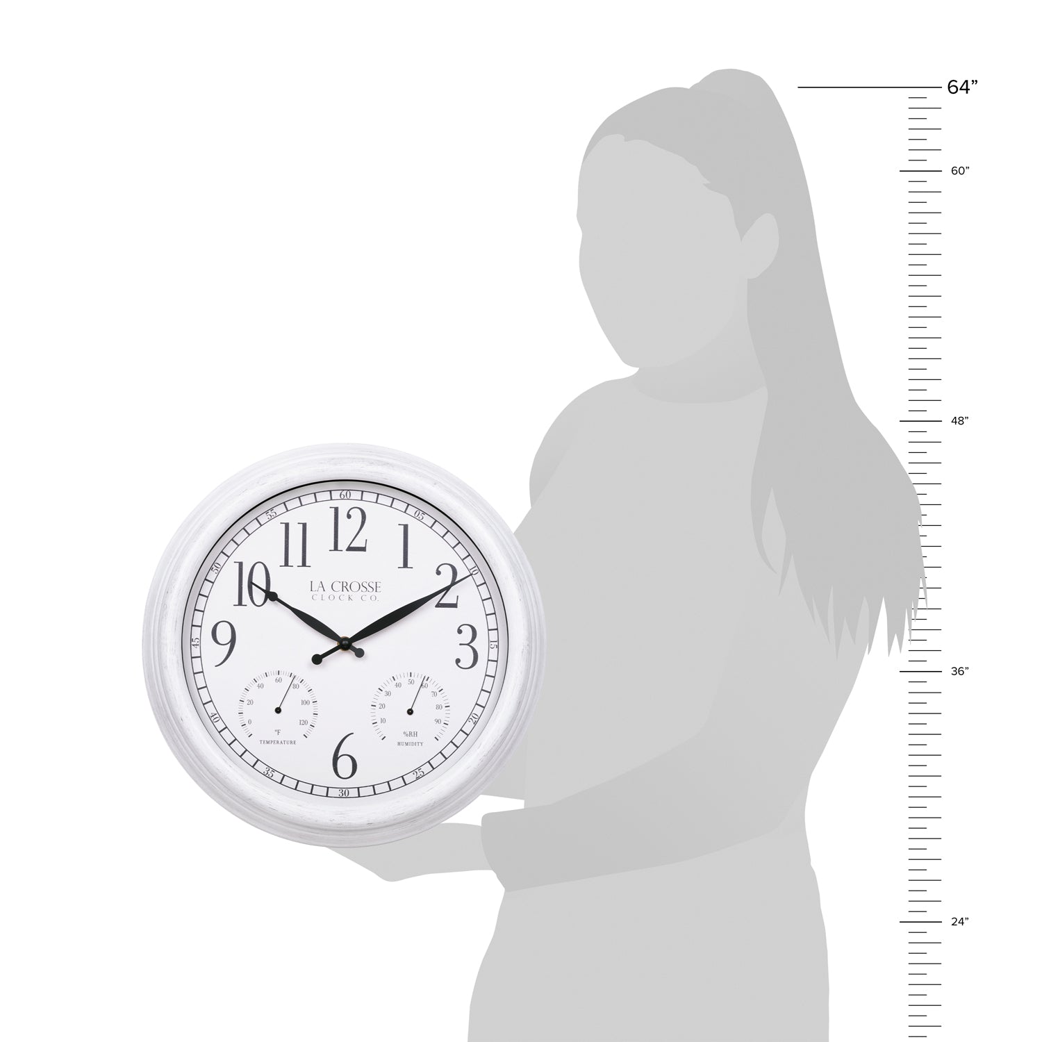 15-Inch Indoor/Outdoor Wall Clock with Temp & Humidity | La Crosse