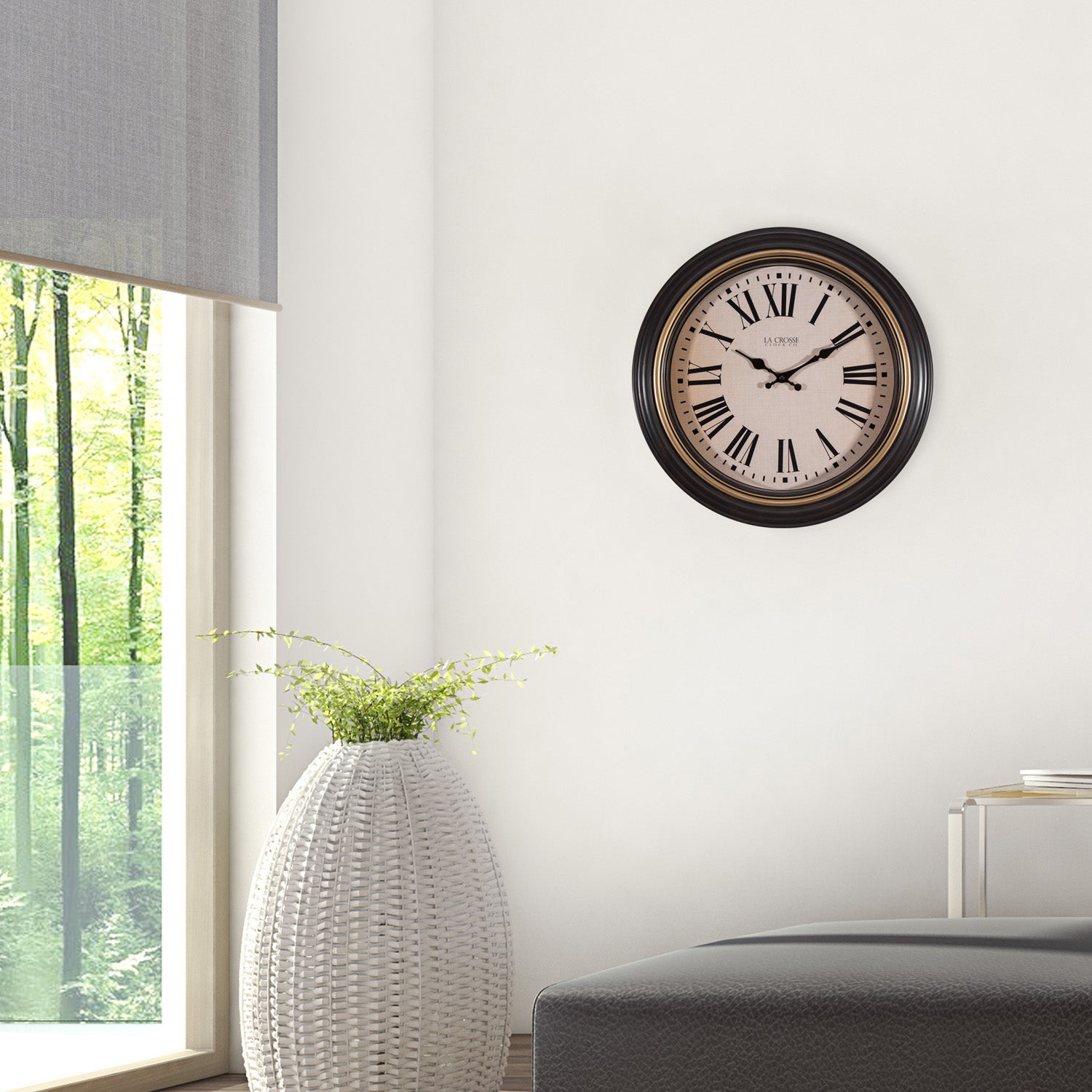18-inch Traditions Wall Clock | Brown Plastic Analog Clock | La