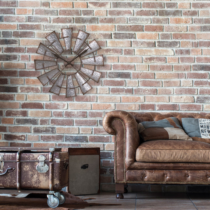 404-3956 22-inch Decorative Analog Windmill Wall Clock